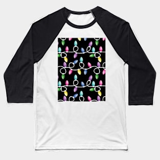 Christmas Lights Pattern - Tree Lights Baseball T-Shirt